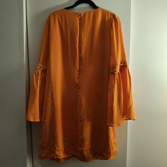 VENUS Women's Boho Orange Dress with Bell Sleeves - Picture 2 of 10